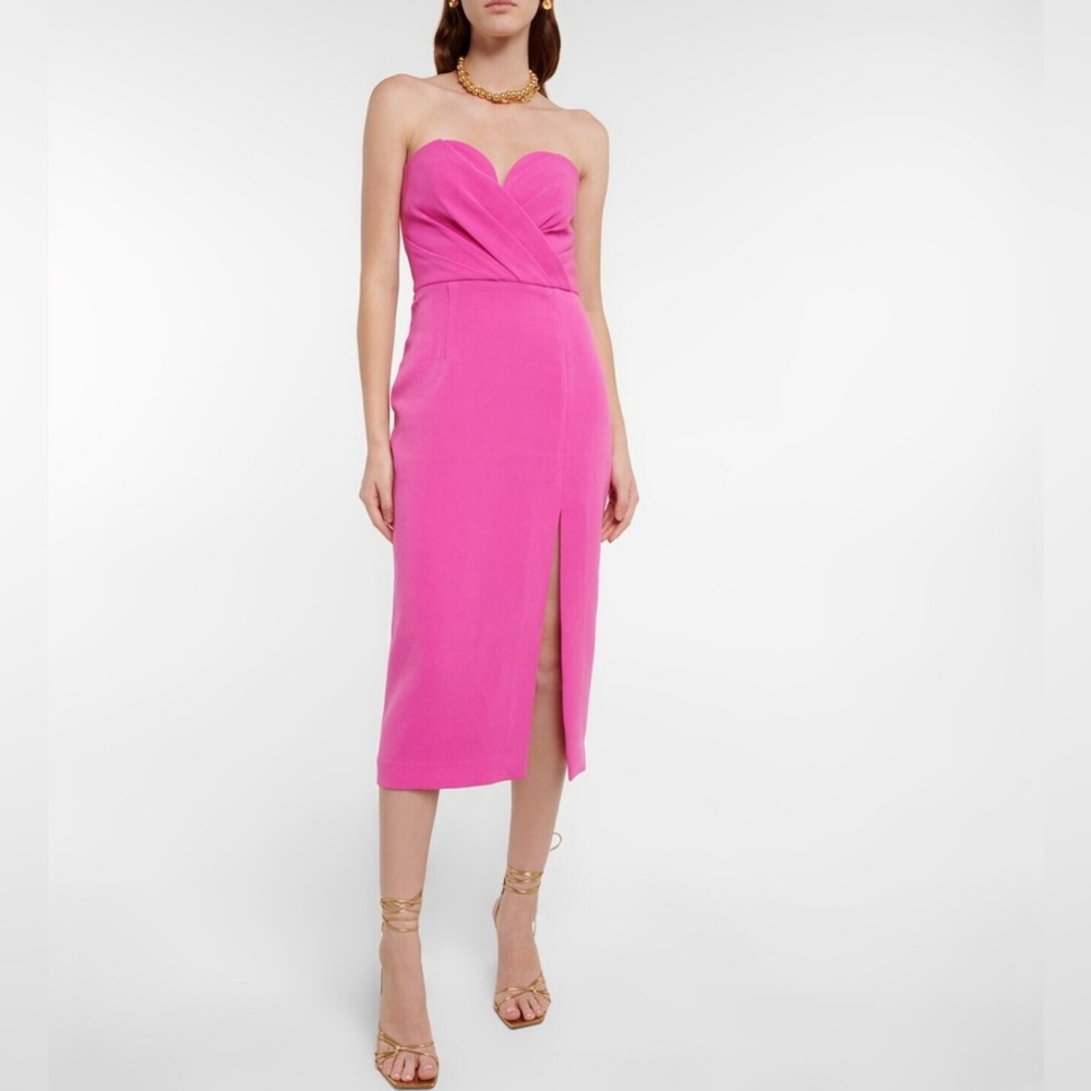 Rebecca Vallance Hot Pink Strapless Midi Dress